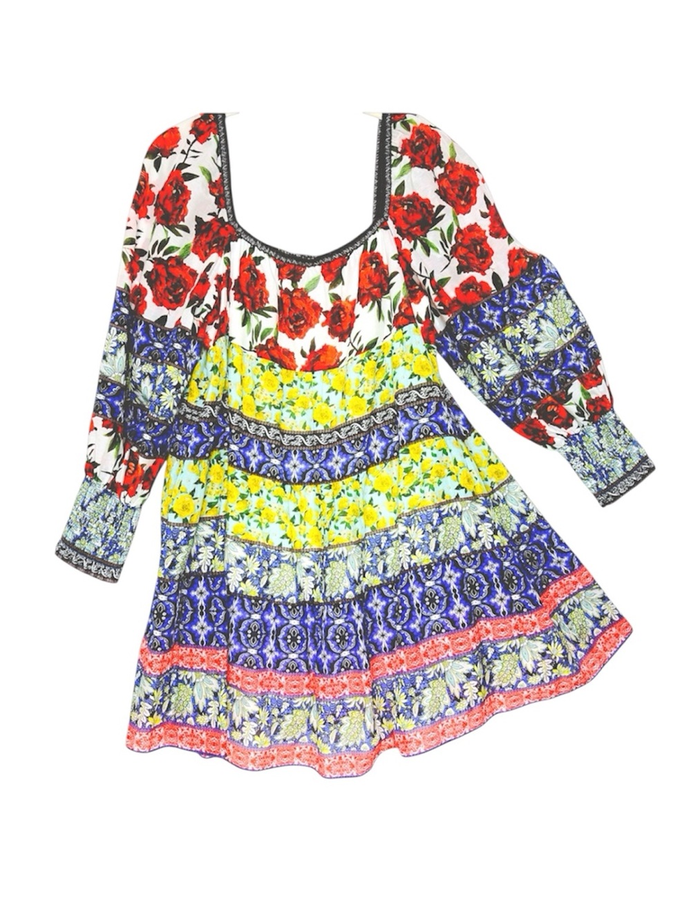 Alice + Olivia Mini Floral Tunic Cocktail Dress M  Ethereal Summer Goth - Picture 6 of 13